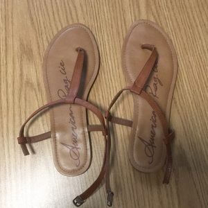 Brown thong sandals: brand is “American Rag”